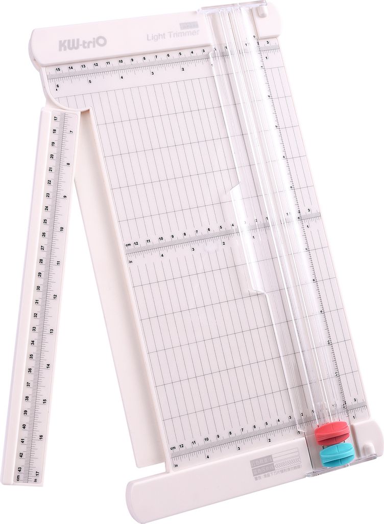 KW-trio Tragbarer Papierschneider – 32 cm Schnittlänge mit Faltlinienkopf & Seitenlineal – Für Papier, Fotos, Karten & Scrapbooking