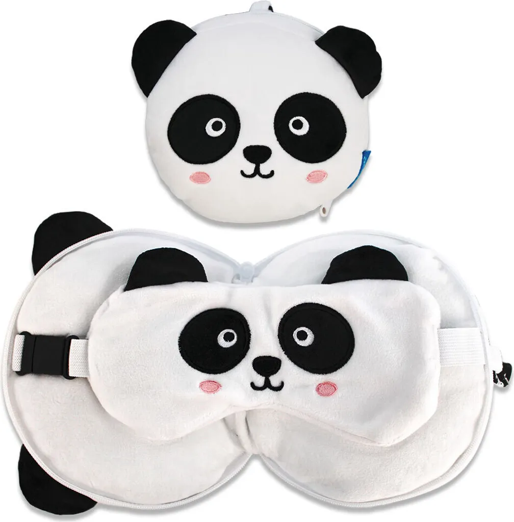 Fini le mal de cou en voyage : Oreiller peluche 2en1 et masque enfant