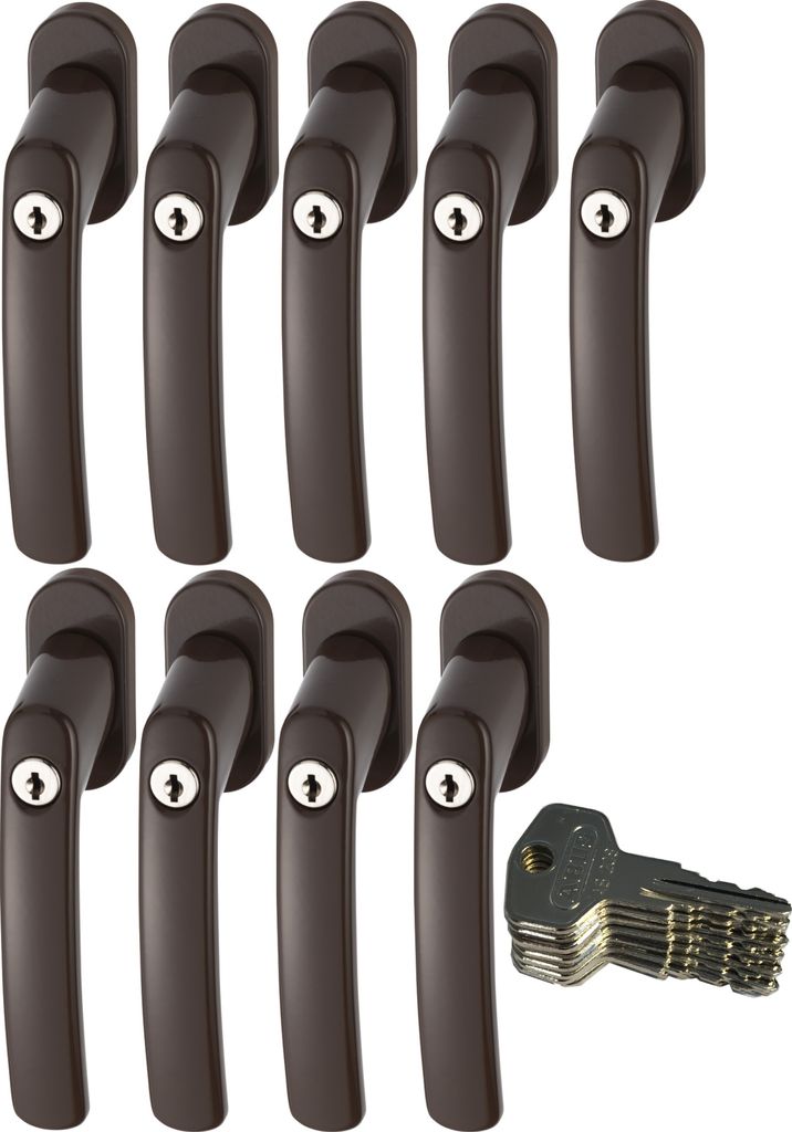 ABUS FG200 B SB abschließbarer Fenstergriff, braun im Set 9 Stück