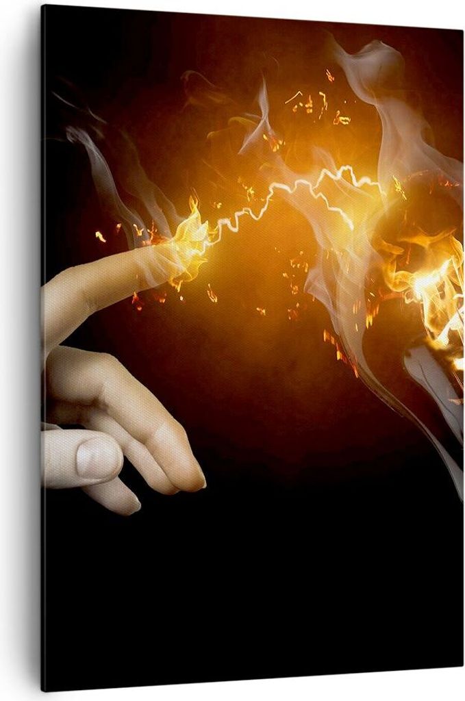 Bild auf Leinwand - Leinwandbild - Einteilig - Hand Licht Flammen - 70x100cm - Wand Bild - Wanddeko - Wandbilder - Leinwanddruck - Wanddekoration -...