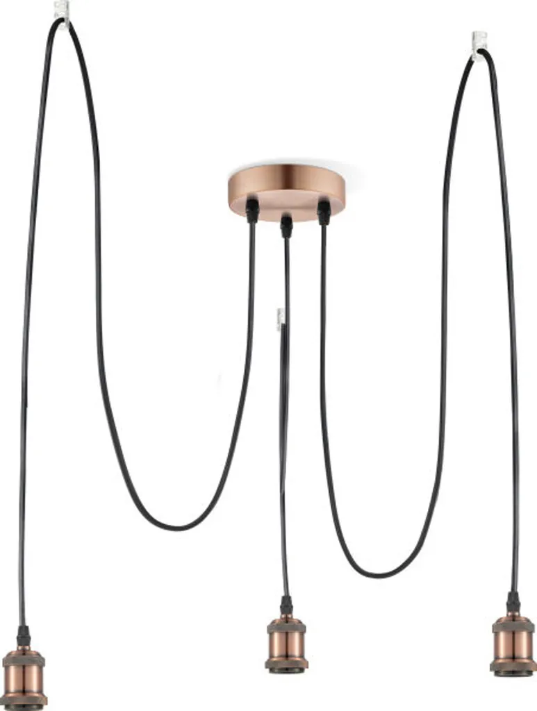 Lampe à suspendre 3 feux métal cuivré brillant Globo Lighting culot E27 - 11