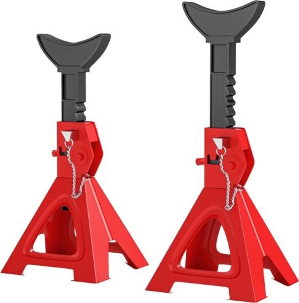 19x18x29cm Rot Unterstellbock 3T Traglast 2 Stueck Mit Sicherungssplint 10 Fach Hoehenverstellbar Fuer PKW Wagenheber Werkstatt Garage