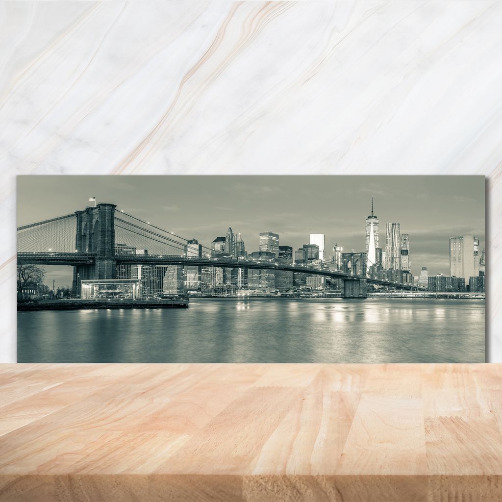 Tulup Küchenrückwand Spritzschutz aus Glas -125x50 -Spritzschutz auf gehärtetes Glas Manhattan New York