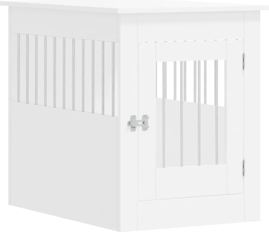 Gabbia Cani Legno Bianco 55x80x68 cm - Struttura 2-in-1 Rinforzata