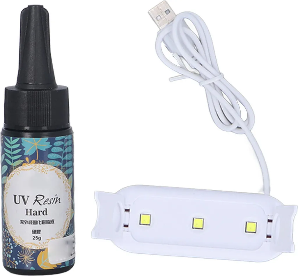 Kit Resina UV Polimerizzante 25g con Lampada LED - DIY Alta Trasparenza - 1