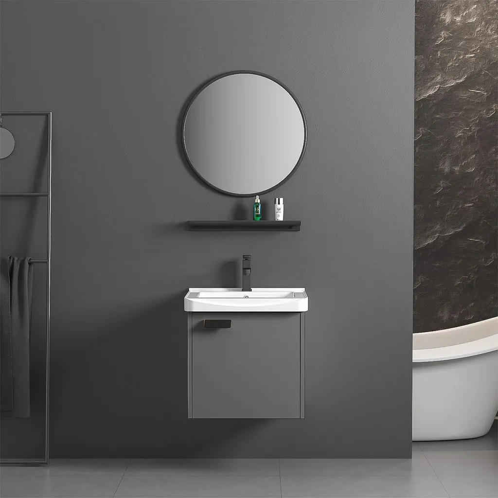Meuble de toilette suspendu 40cm gris pour optimiser l'espace de vos WC