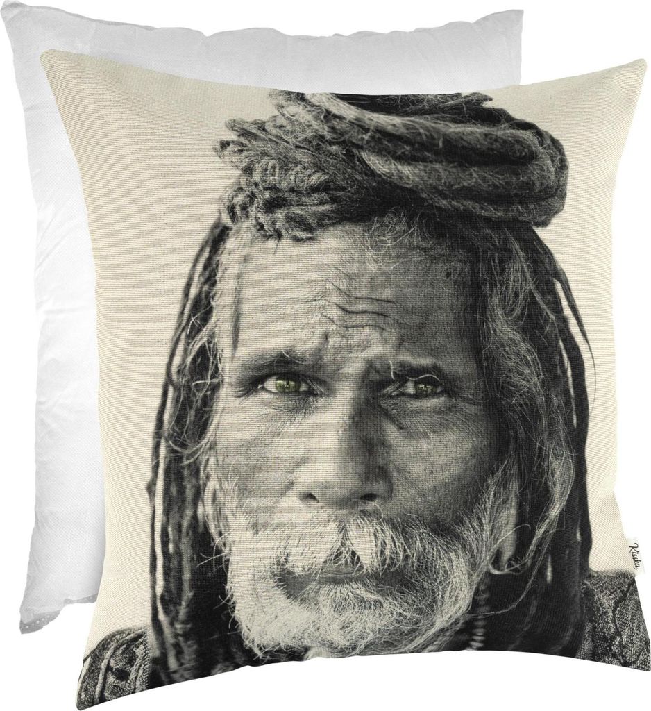 Dekokissen 40x40cm mit Füllung Sadhu Gobelin Pop Art bunt robust Designer Kissenbezug Modern-mit Reißverschluss