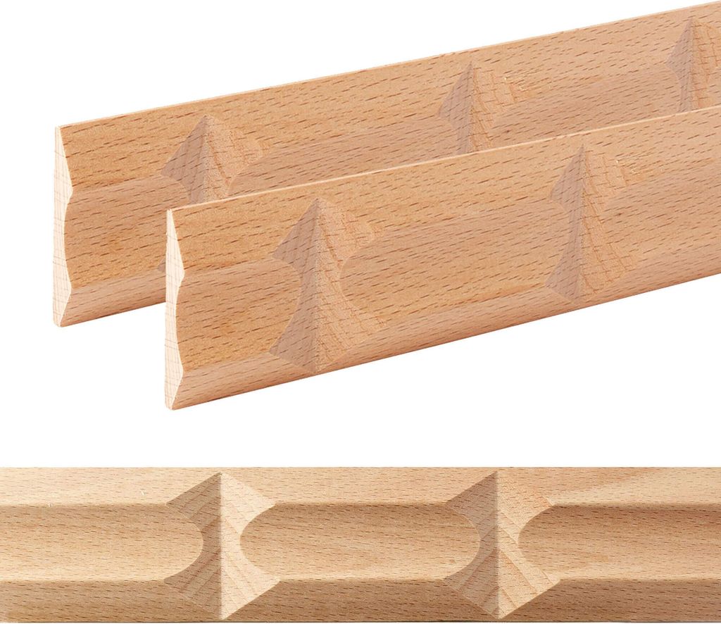 Holz Profilleiste in 40 x 8 x 1000 mm | 2er Set - 2 Meter | Schnitzleiste aus Buchenholz SB-417 mit 3D geometrischem Motiv