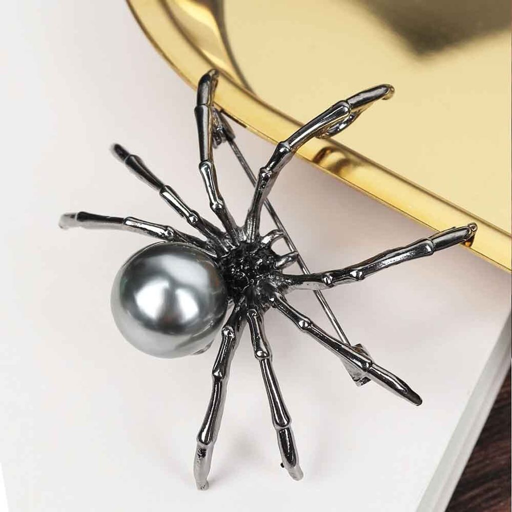Mode Frauen Strass Faux Perle Spinne Brosche Pin Corsage Revers Schmuck Geschenk