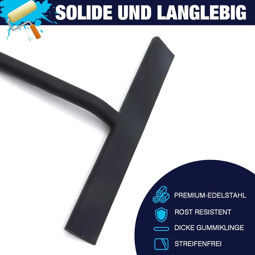 Raclette de douche en silicone noir avec support adhésif sans perçage - 3