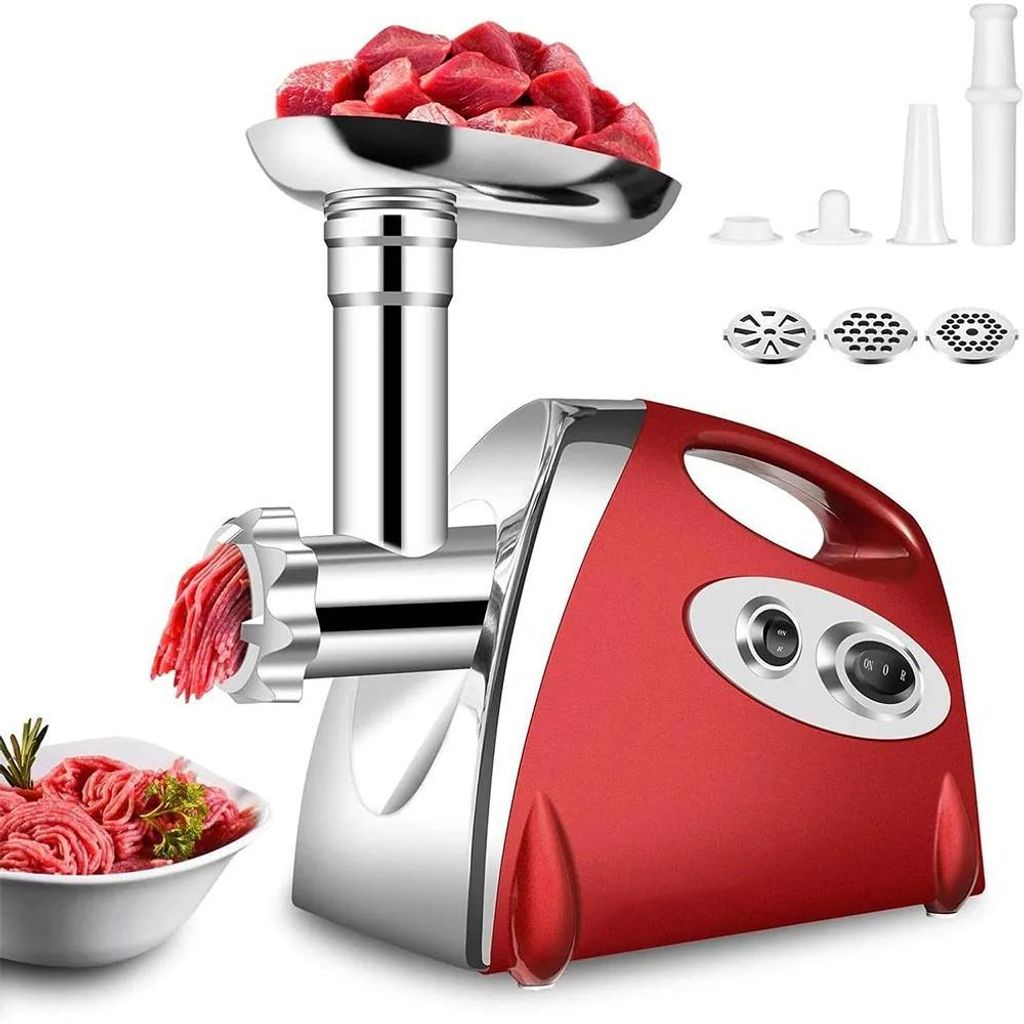 Elektrischer Fleischwolf - Küchenmaschine - 2800W Hochleistung - Multifunktionaler Gemüseschneider - Für Zuhause - Rot