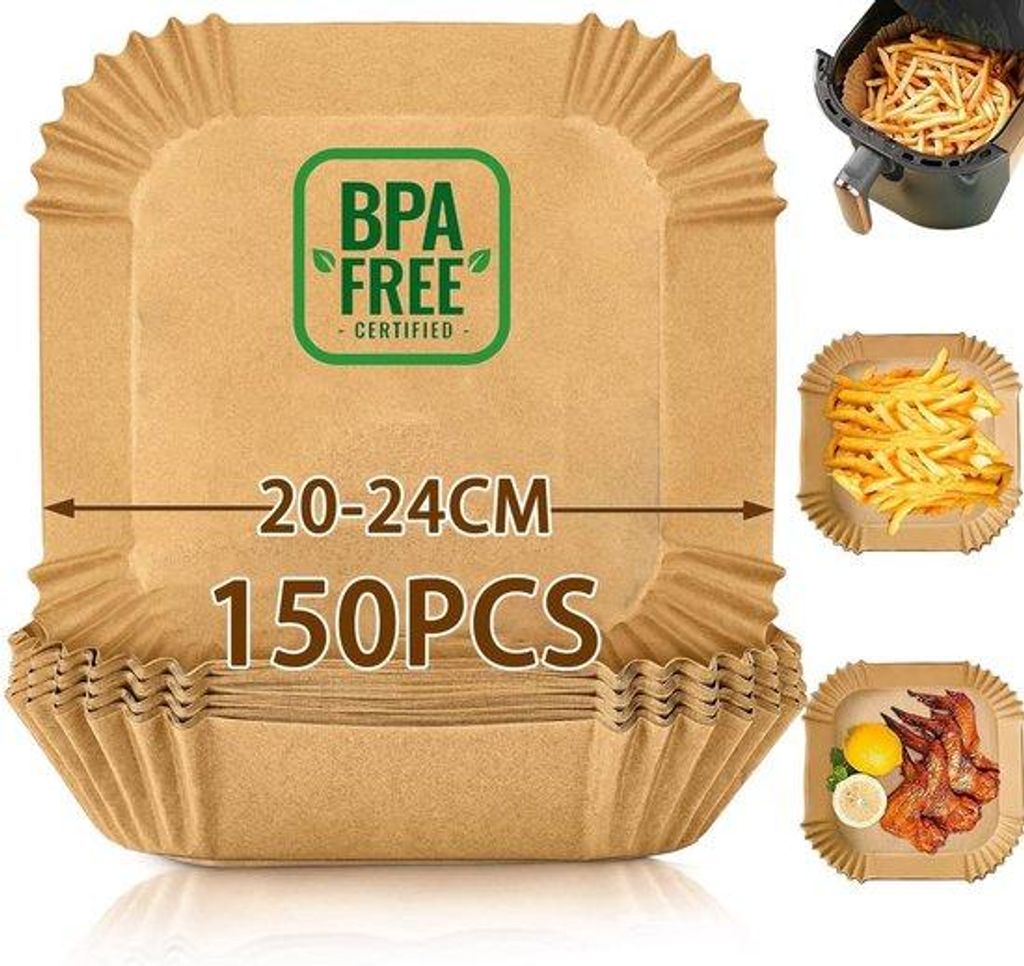 20-24cm Airfryer-Papier, 150 Stück, hitzebeständig, wasserfest, ölabweisend
