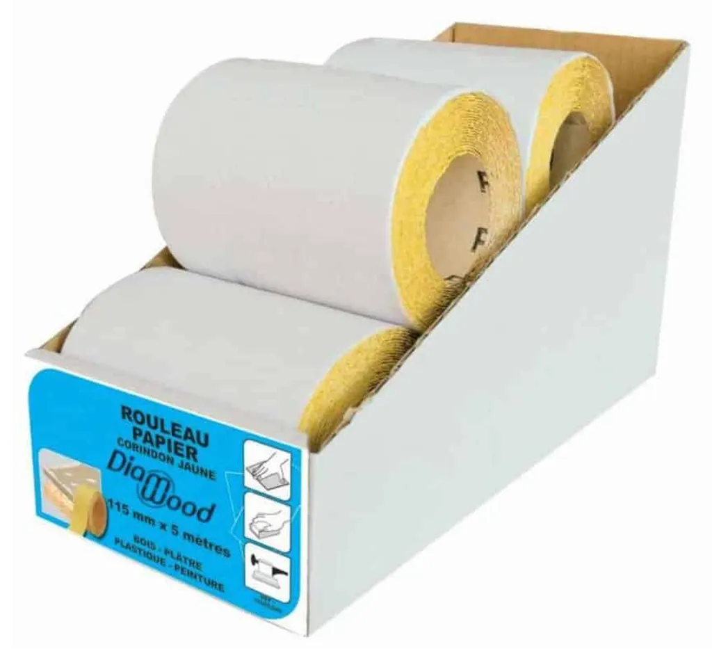 Rouleau abrasif 115 mm corindon jaune anti-encrassement grain 100