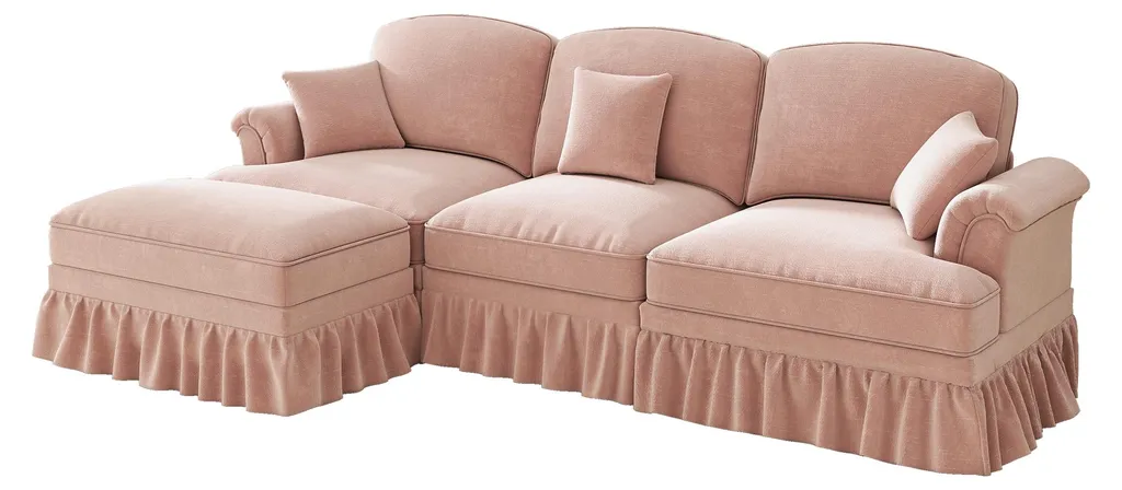 Canapé d'angle confortable en chenille pour optimiser votre coin salon - 8