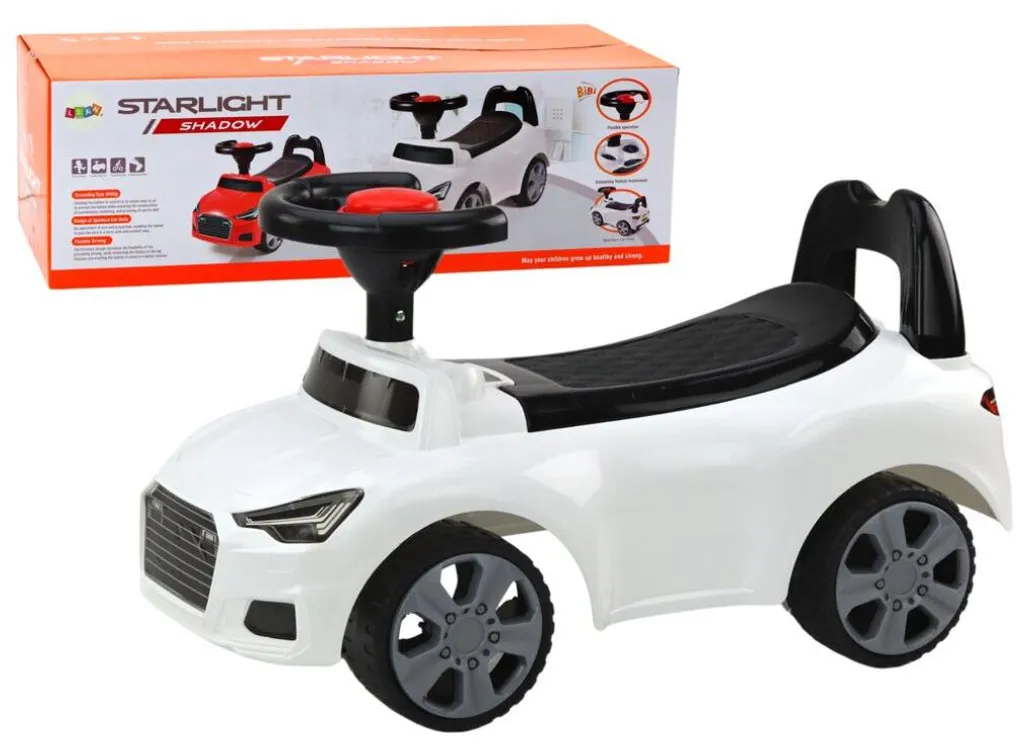 Porteur enfant Lean Toys avec coffre et dossier haut blanc QX-3396