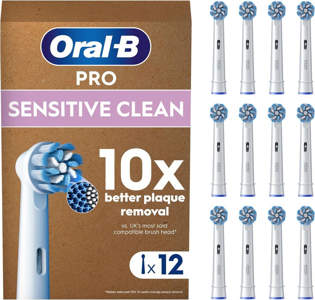 Oral-B Pro Sensitive Clean opzetborstels, 12 stuks (wit, Productafbeelding 