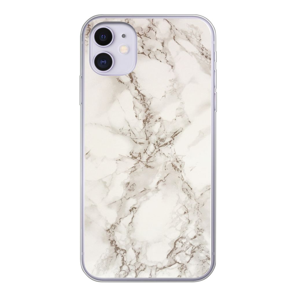 MuchoWow Handyhülle Schutzhülle Hülle für iPhone 11 Marmor - Grau - Weiß Silikon Softcase Handy Hülle - Handytasche