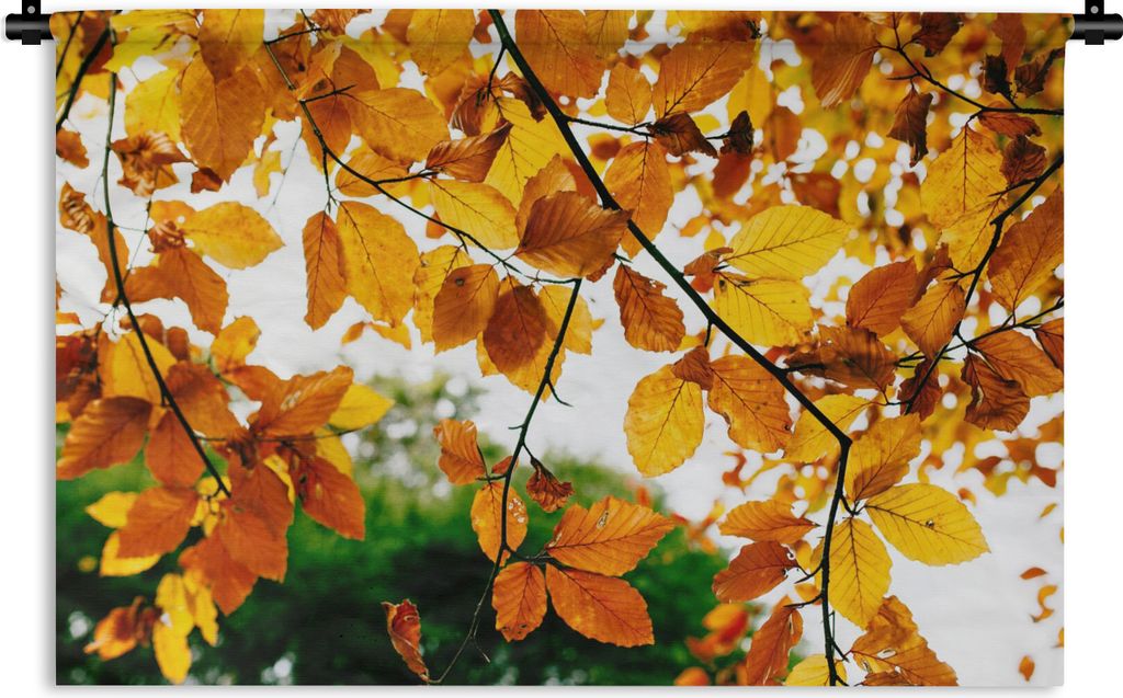 MuchoWow Wandteppich Wandbehang Herbstblätter - Baum - Rustikal 150x100 cm Tapisserie Dekoration Wandtuch - Waschbar - Tapisserien - Wand-Decke
