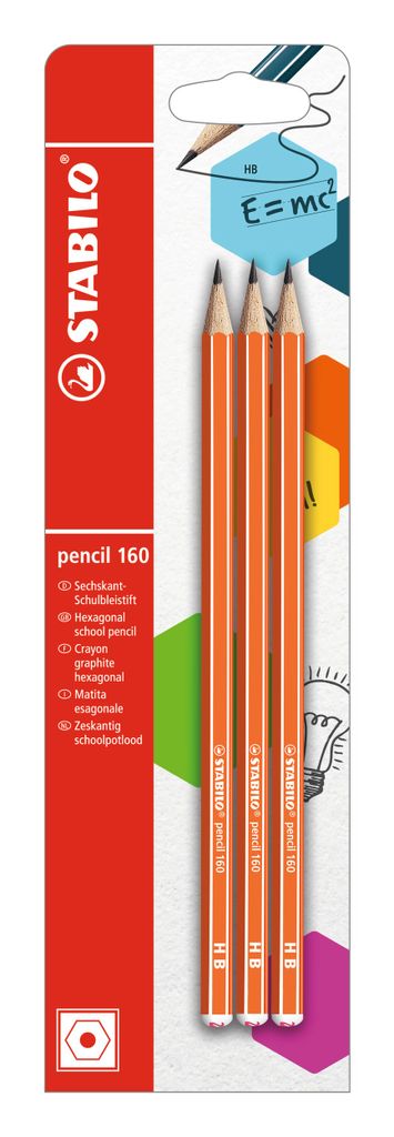 Bleistift - STABILO pencil 160 in orange - Härtegrad HB - 3er Pack