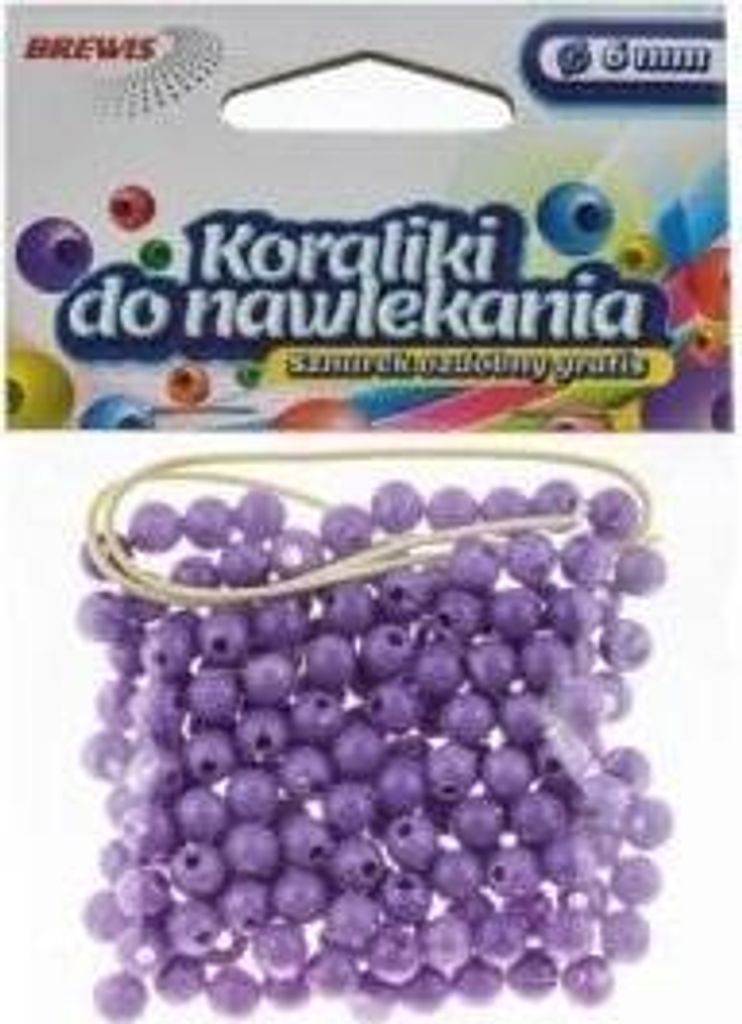 Koraliki do nawlekania fioletowe + sznurek 6mm 16g