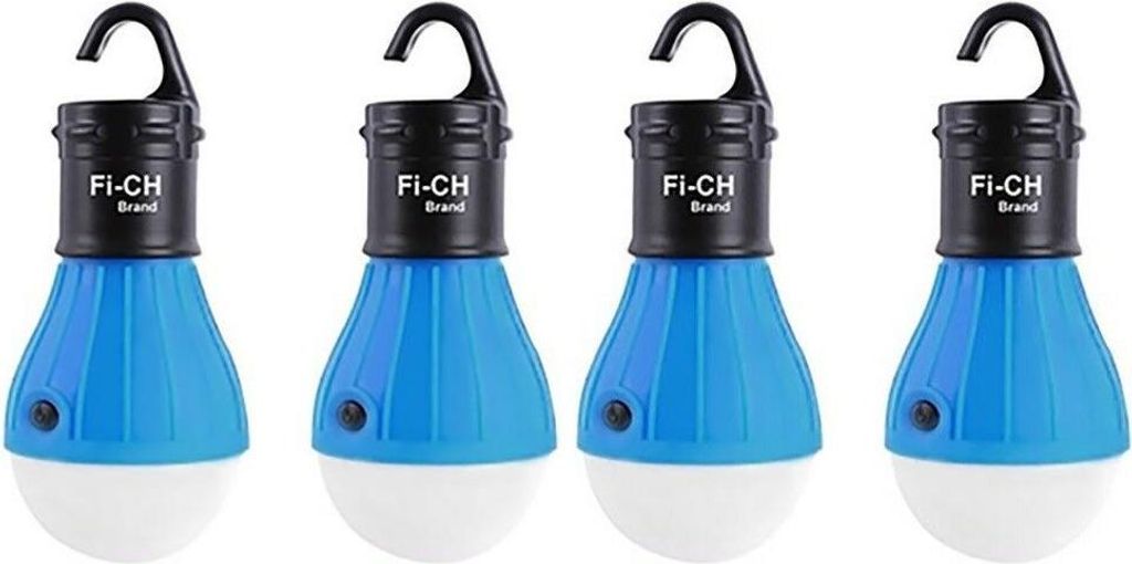 4 x Blau Aussen Hängelampe mit je 3 LED's Camping Zelt Glühbirne Angeln Laterne