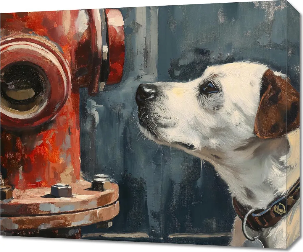 Opera Amico vicino all'idrante 60x50 | Arte Contemporanea su Tela