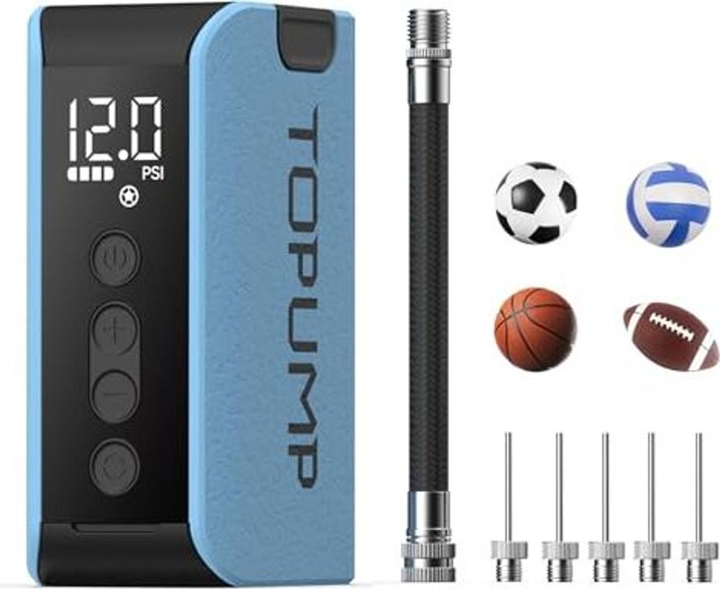 Topump Electric Ballpumpe, tragbare Luftpumpe -Inflations -Deflationsfunktion, Basketball -Druckanzeige (max. 20 psi), Fußball -Sportbälle, ebenf...