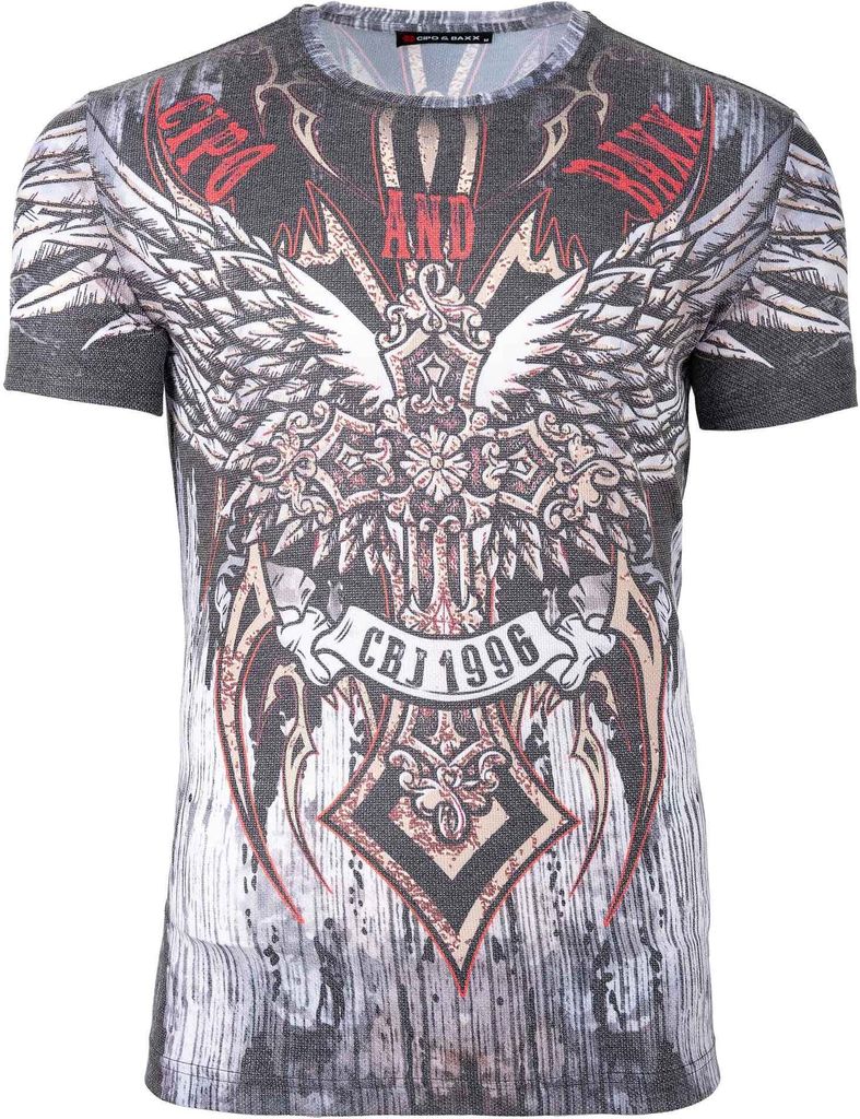 Cipo & Baxx Slim Fit T-Shirt Herren CT746 Grey S
