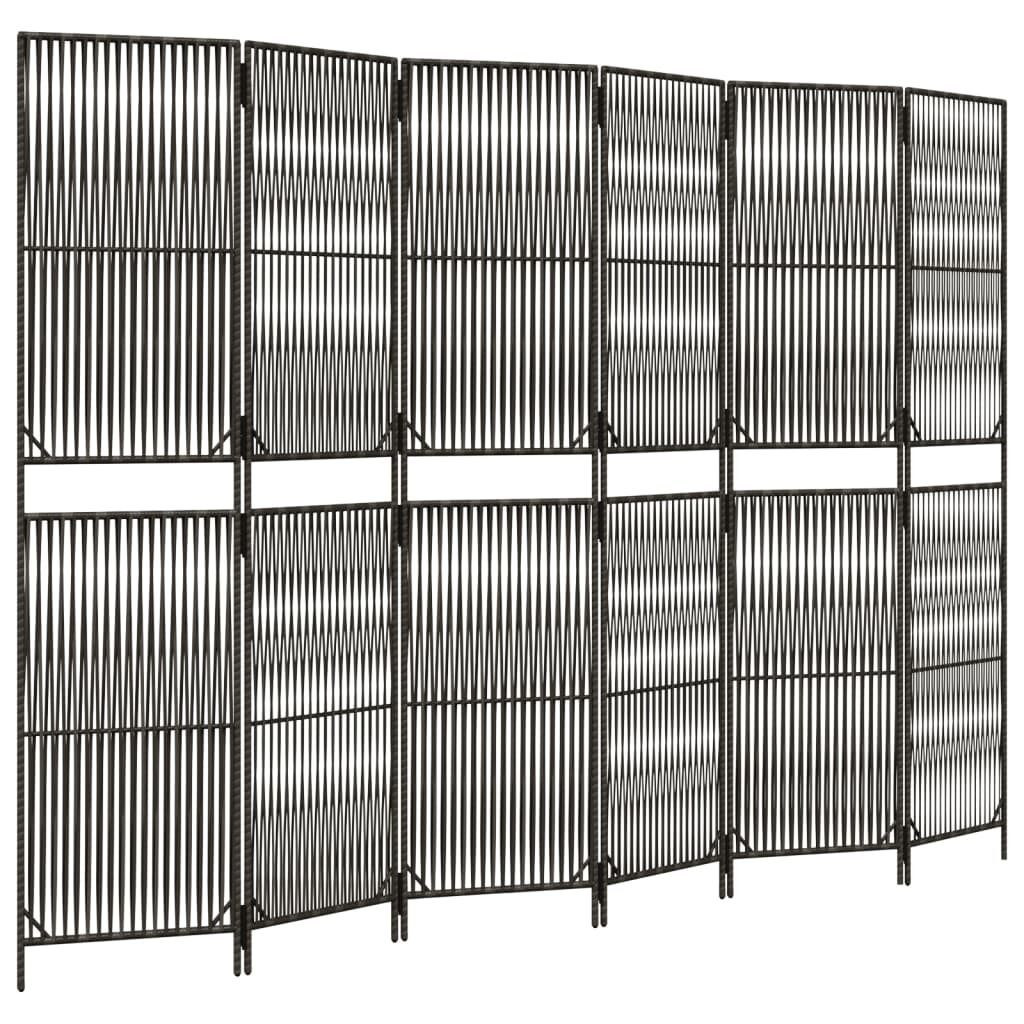 vidaXL Paravent 6-tlg. Grau Poly Rattan Produktbild 