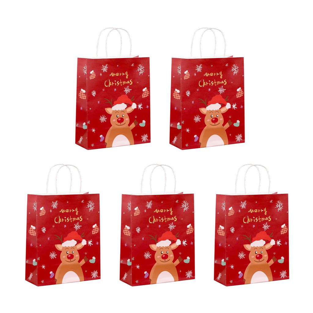 5pcs/set Weihnachtsgeschenkbeutel Zierdrucken drucken hell Farbe Weihnachtspapier Sortierte Geschenktüten für Freunde-Rot