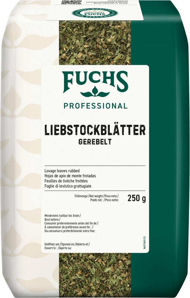 Fuchs Professional Liebstöckelblätter gerebelt würzig Packung 250g