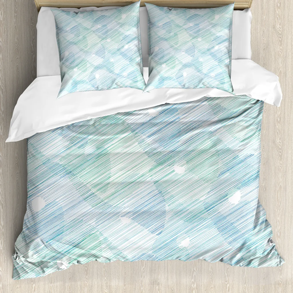 Litanika Set Copripiumino Matrimoniale King Size 3 Pezzi, Reversibile Righe Blu E Grigio, Morbido Microfibra Per Tutte Le Stagioni - 3