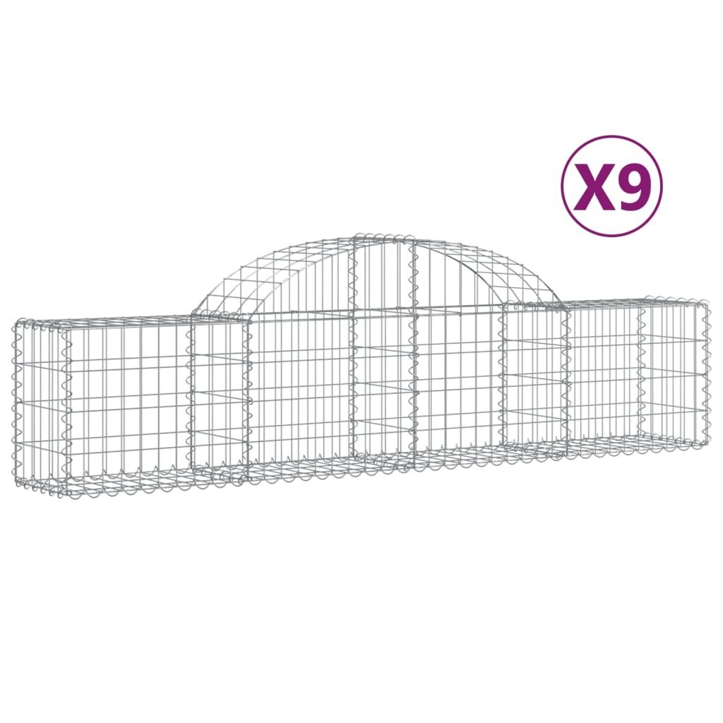 vidaXL Gabionen mit Hochbogen 9 Stk. 200x30x40/60 cm Verzinktes Eisen