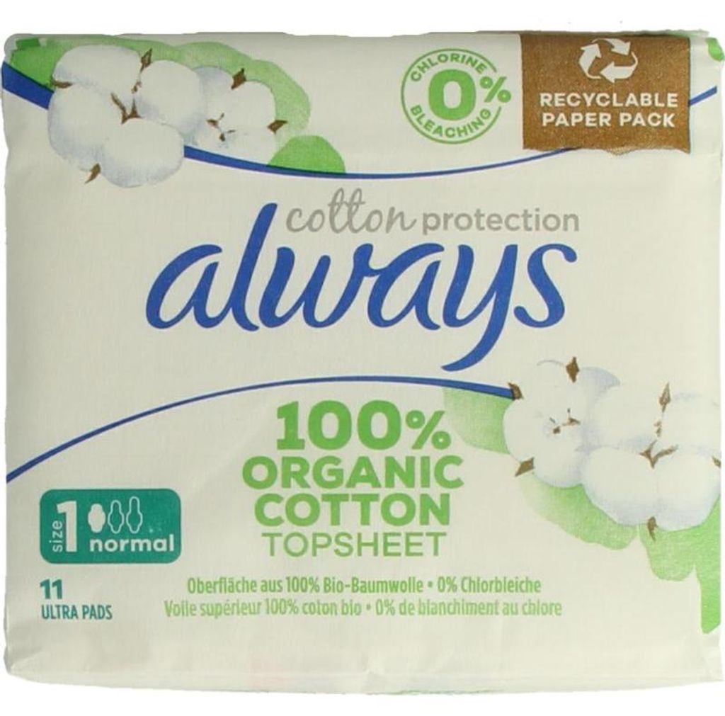 Always Maandverband Baumwolle Protection Normal (11 stuk) Productafbeelding 