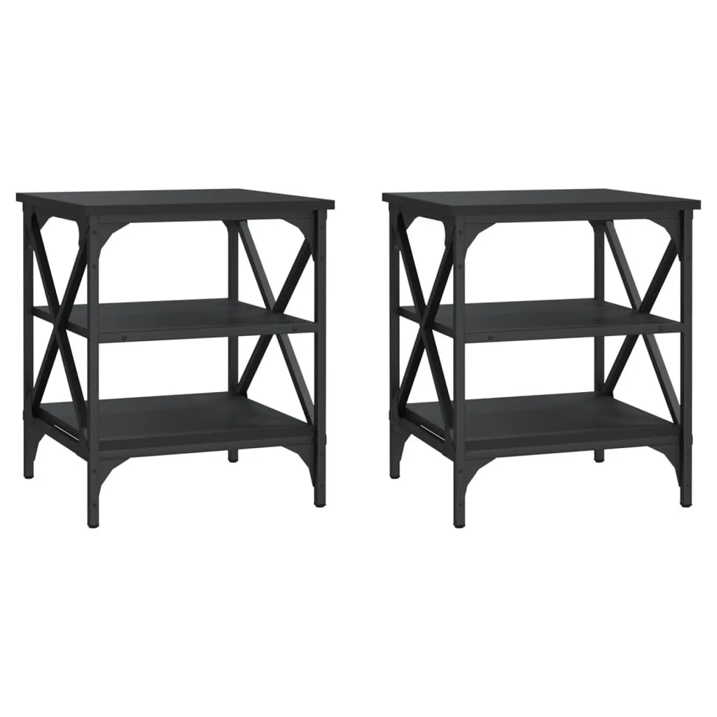 Set SYFAX™ 2 Tavolini da Salotto Neri 40x42x50 cm Legno Robusto