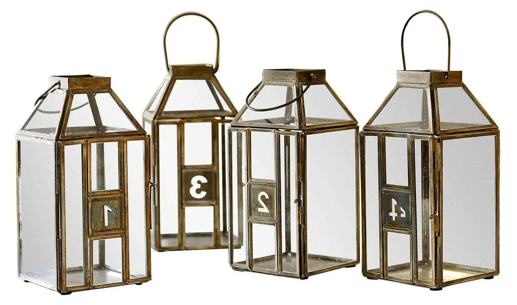 Laterne 4er Set Lythoria, für Kerzen und andere Dekoration, Antik-Finish, Windlicht, Wohnaccessoires, Adventsdekoration, Eisen, Glas, Messing