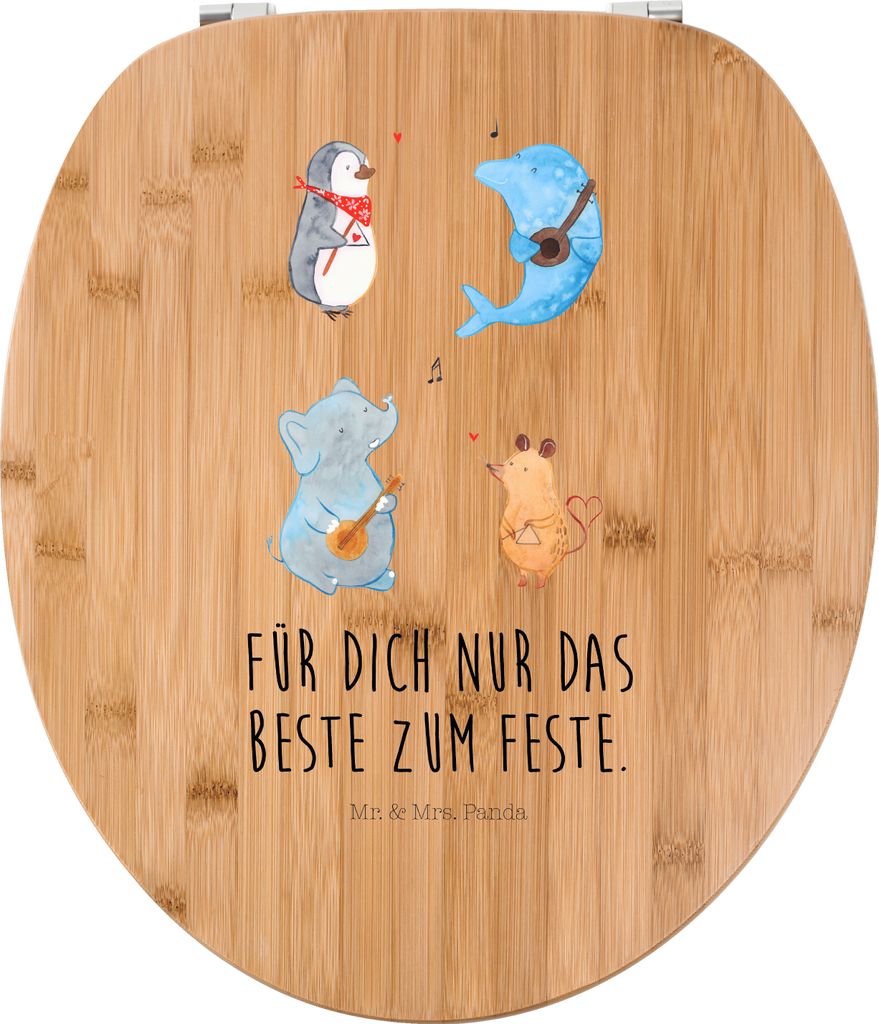 Mr. & Mrs. Panda WC Deckel Big Band - Transparent - Geschenk, Lustige Sprüche, Klo-Deckel, Hund, Maus, Gitarre, Klobrille, Brille, Pinguin, WC-Sit...