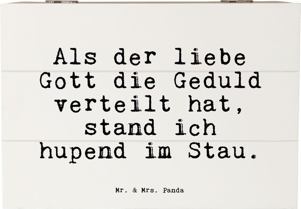 Mr. & Mrs. Panda Kiste Als der liebe Gott... 22 x 15 cm - Weiß - Geschenk, ungeduldig, Spaß, Geduld, Holzkiste mit Deckel, schatztruhe, lustig, S...