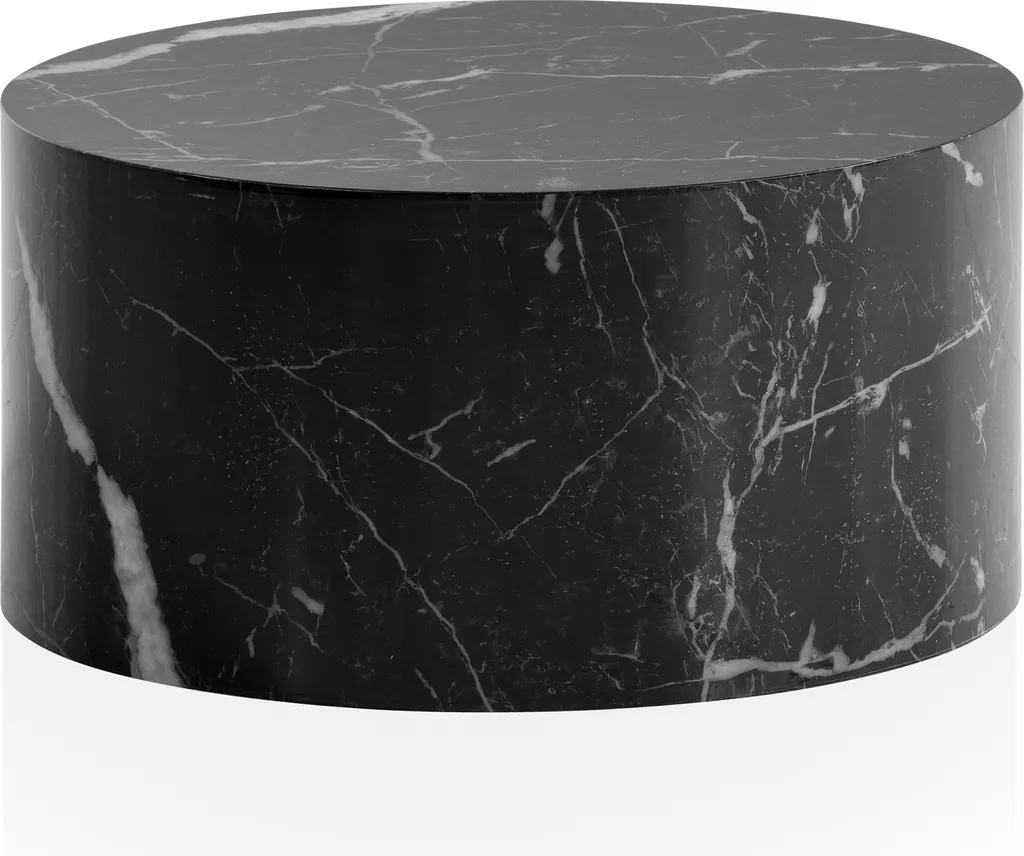 Table basse WOHNLING MONOBLOC 60x60x30 cm noir brillant aspect marbre