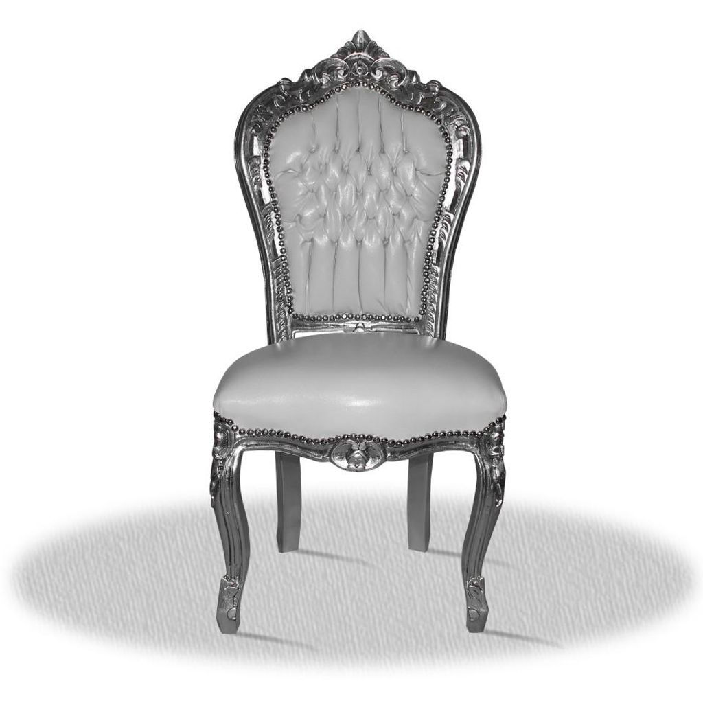 Barockstuhl Weiss Silber elegant modern luxus Produktbild 