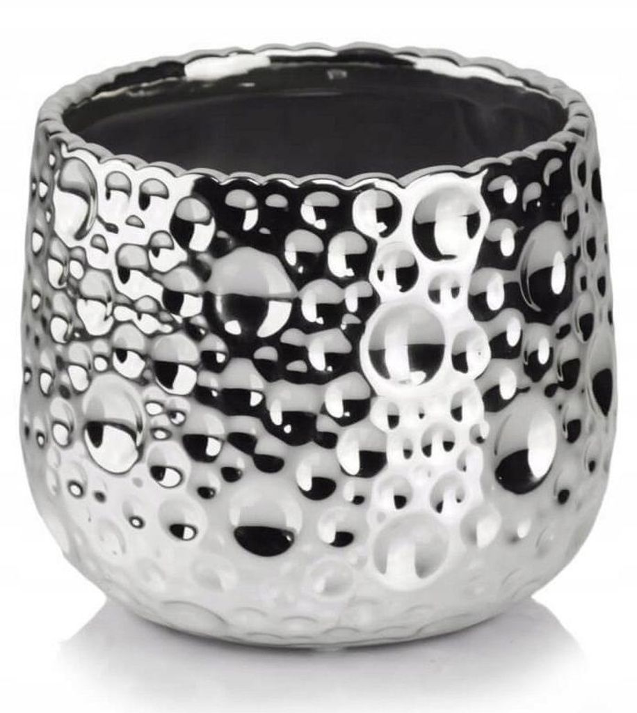 Vaso da fiori in Vetroceramica, coprivaso, finitura argento Immagine del prodotto 