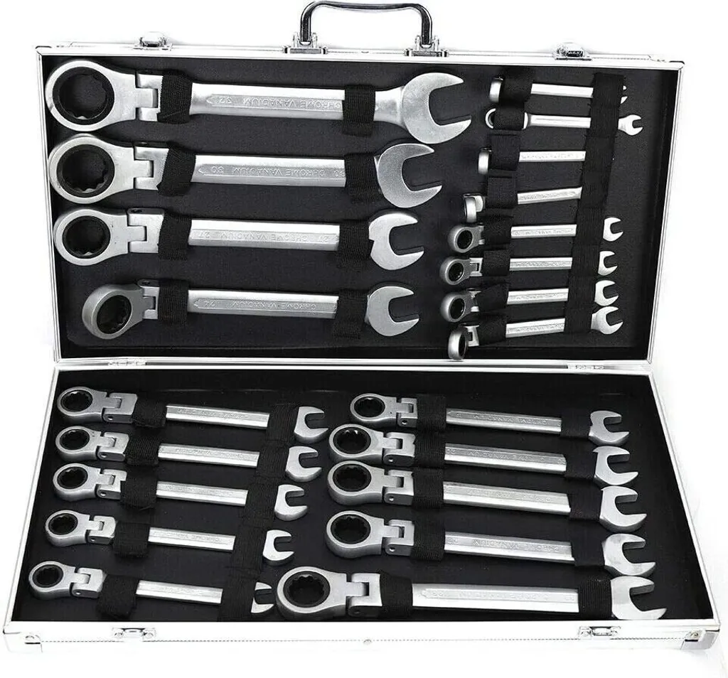 Clés à cliquet flexibles 6-32 mm - Jeu de 22 outils pour accès difficile