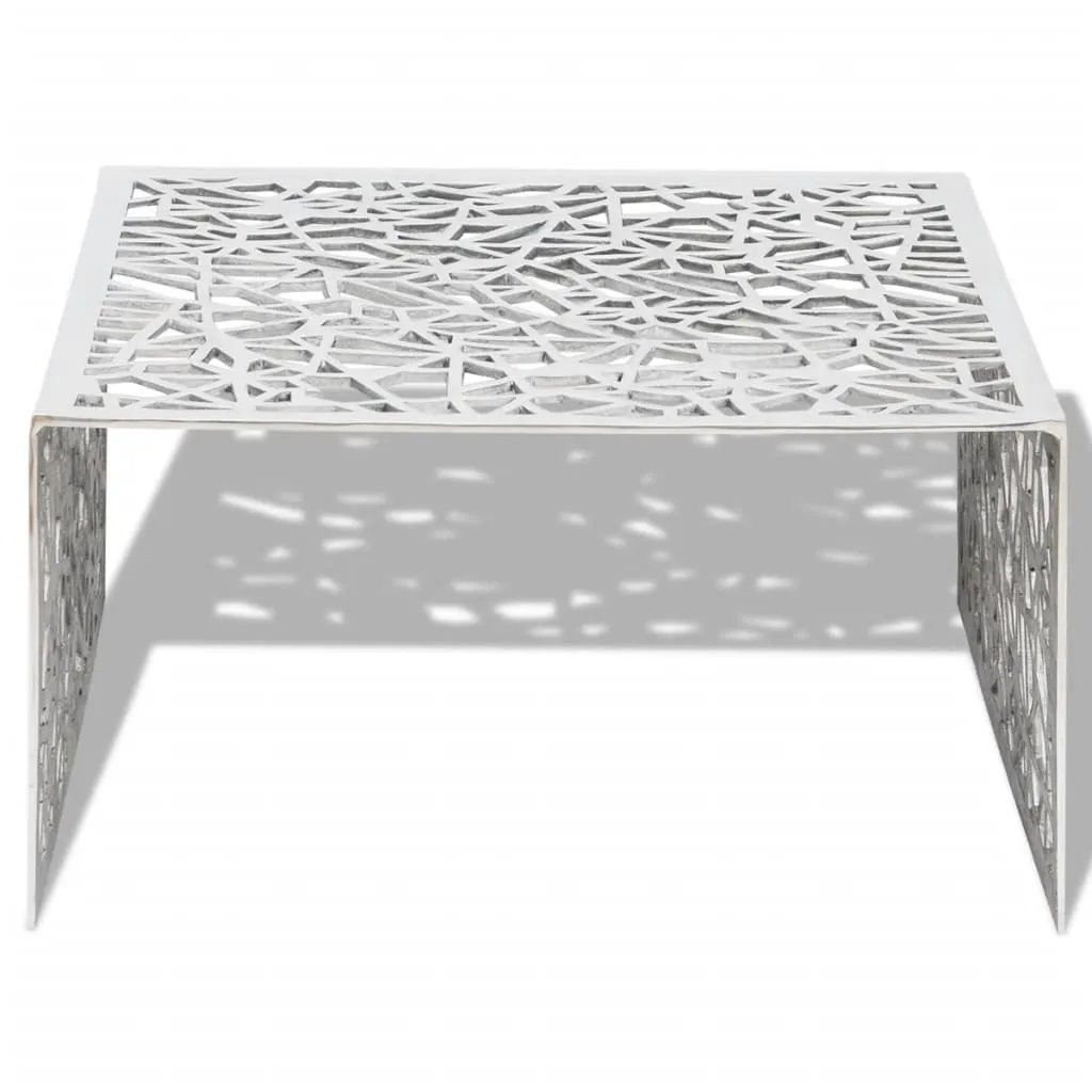 vidaXL Table basse argentée perforée géométrique en aluminium design - 3