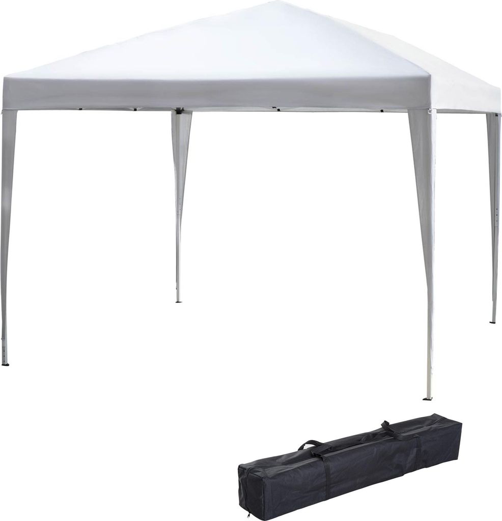 Pavillon, 2,95 x 2,95 m Pop-Up-Faltpavillon, Gartenpavillon, Partyzelt, UV-Schutz, Stahl+Oxfordstoff, Weiß