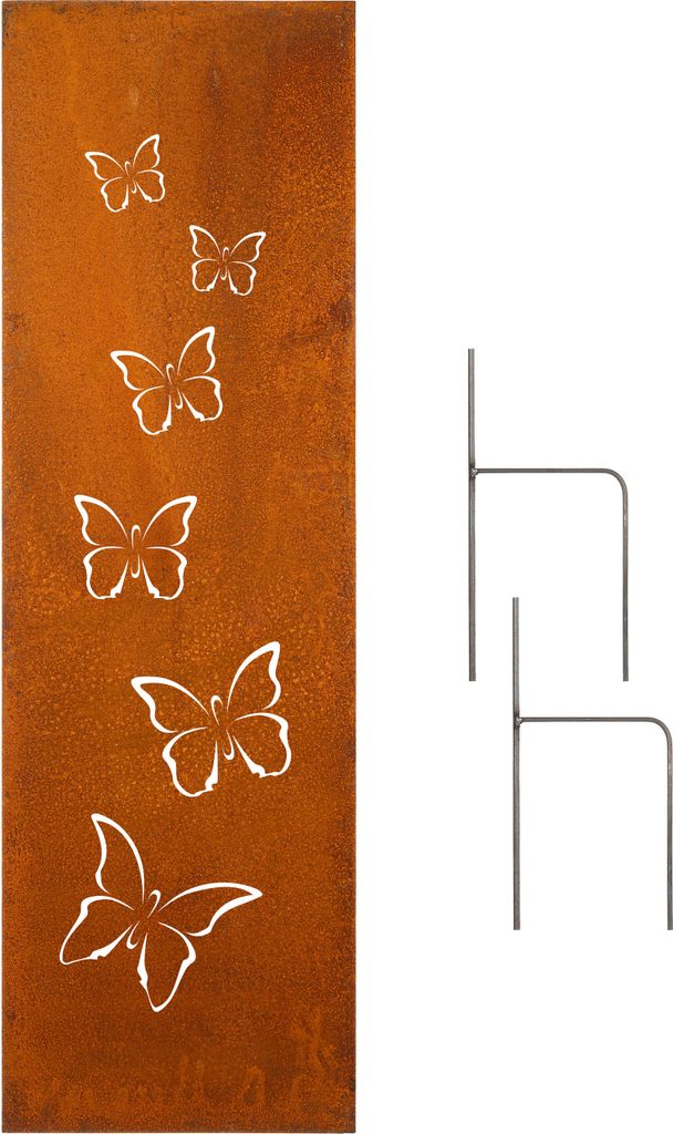 Edelrost Garten Sichtschutz Wand Rost Sichtschutzwand Metall 160x50 cm Schmetterlinge 3D Stellwand Schmetterling Gartendeko Deko Geschenk Metallwand