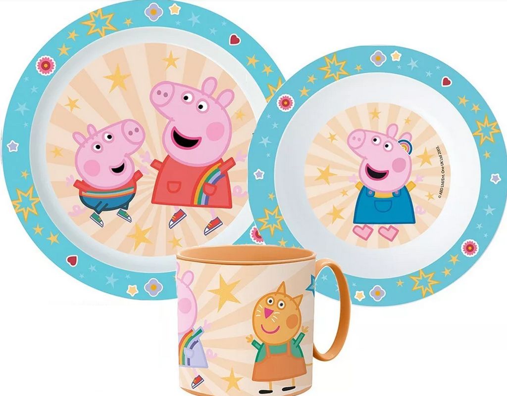 Set di piatti di plastica Peppa Pig con tazza Immagine del prodotto 