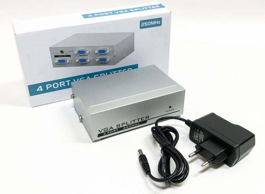 AISENS A116-0085 – SVGA-Duplikator für 4 Monitore mit Strom, Farbe Plata