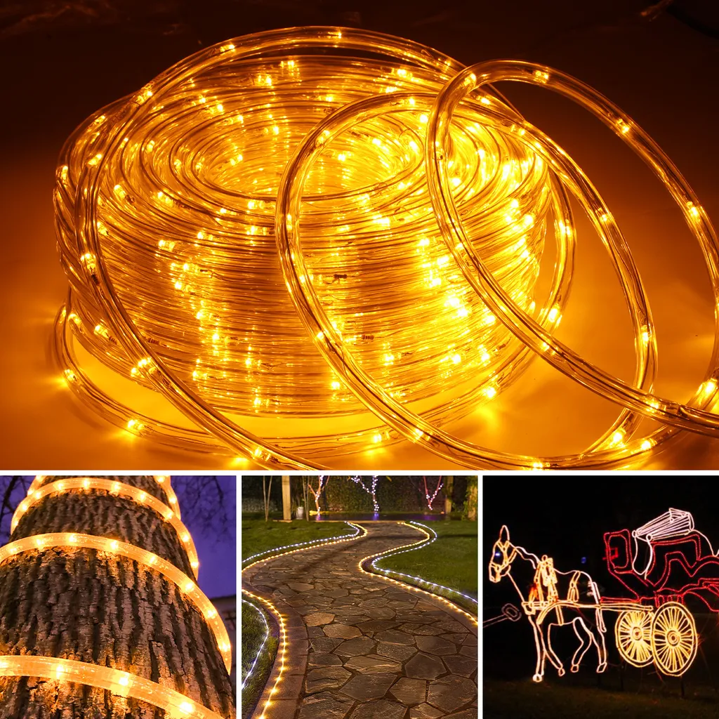 Clanmacy LED luce corda set completo con accessori luci fata illuminazione giallo 10 metri LED per interni / esterni illuminazione natalizia decorazione luce corda