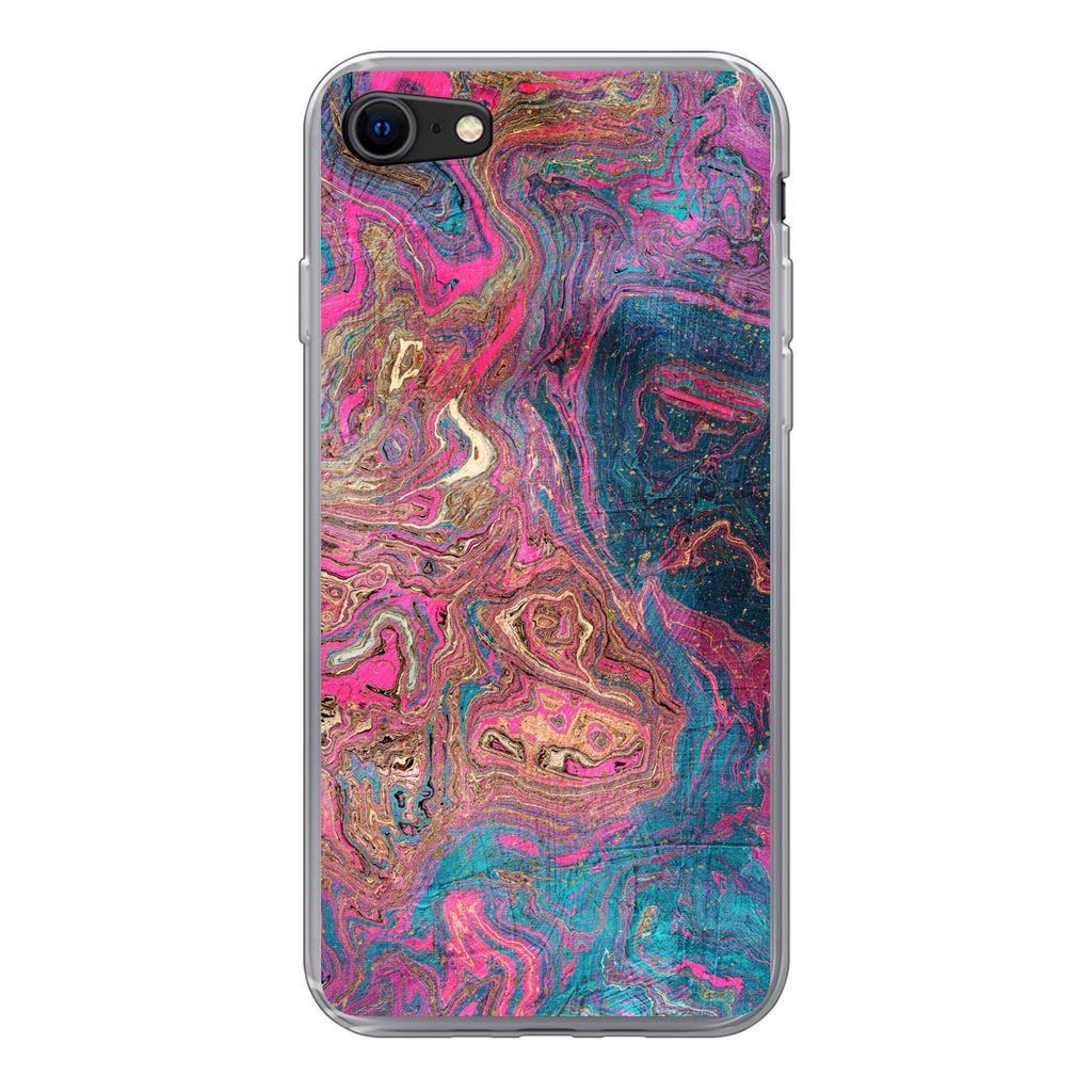 MuchoWow Handyhülle Schutzhülle Hülle für iPhone 8 Marmor - Farbe - Gussformen Silikon Softcase Handy Hülle - Schutzhaube