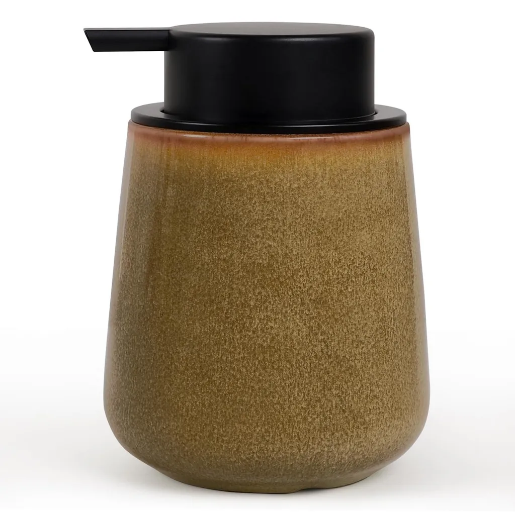Distributeur de savon 350ml grande pompe robuste en céramique ambrée